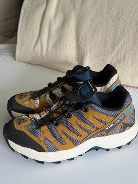 Salomon XA Pro Trail Shoes in Mustard and Gray with Black Accents